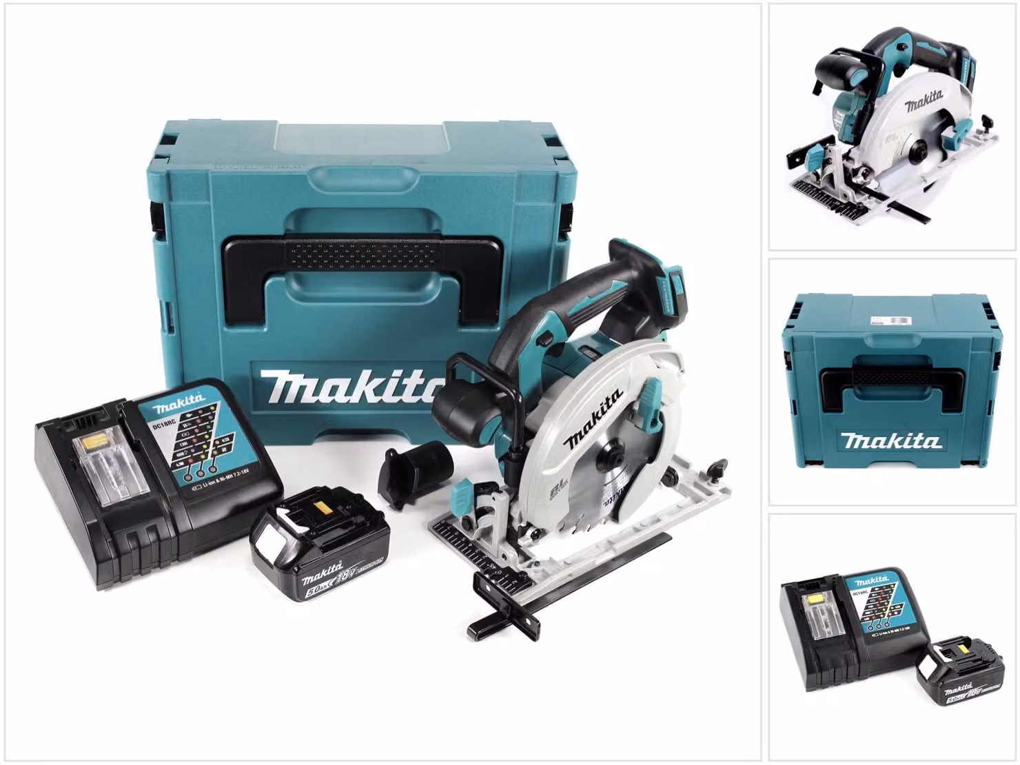Makita DHS 680 RT1J 18V Sega circolare a batteria Ø 165mm in valigetta Makpac + 1x Batteria BL1850 5,0 Ah + Caricatore rapido DC 18 RC