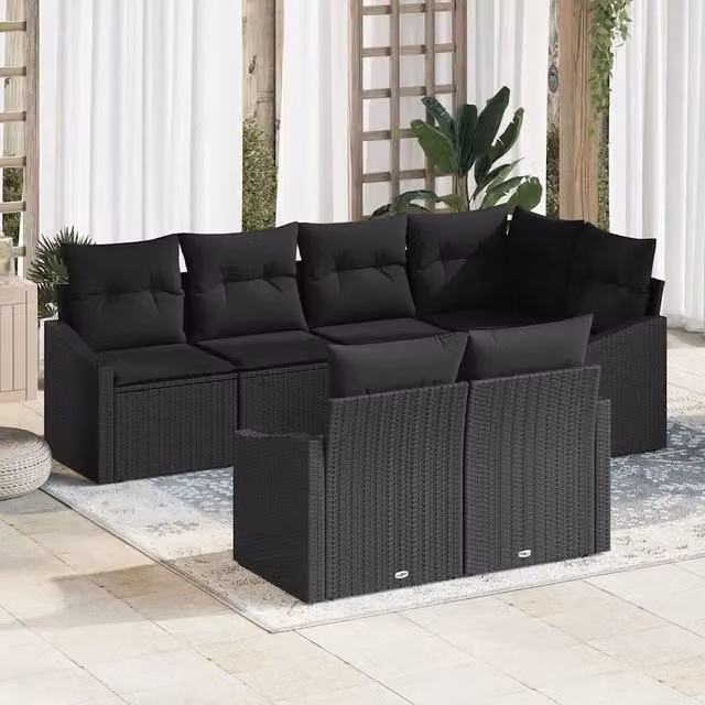 Set di divani 7 pz Nero polyrattan 3346763