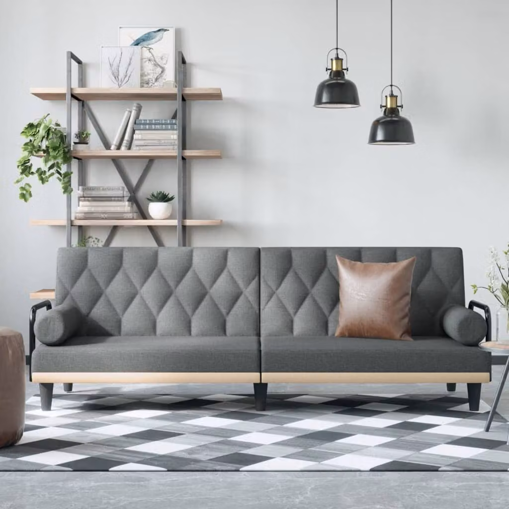 Maison Exclusive - Divano letto con braccioli, tessuto grigio scuro