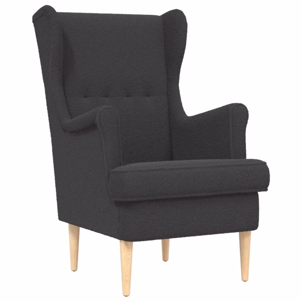 Poltrona Lounge Moderna in Tessuto Bouclé Grigio con Braccioli e Struttura in Legno e Metallo L: 79 cm, P: 45 cm, H: 65 cm – 2
