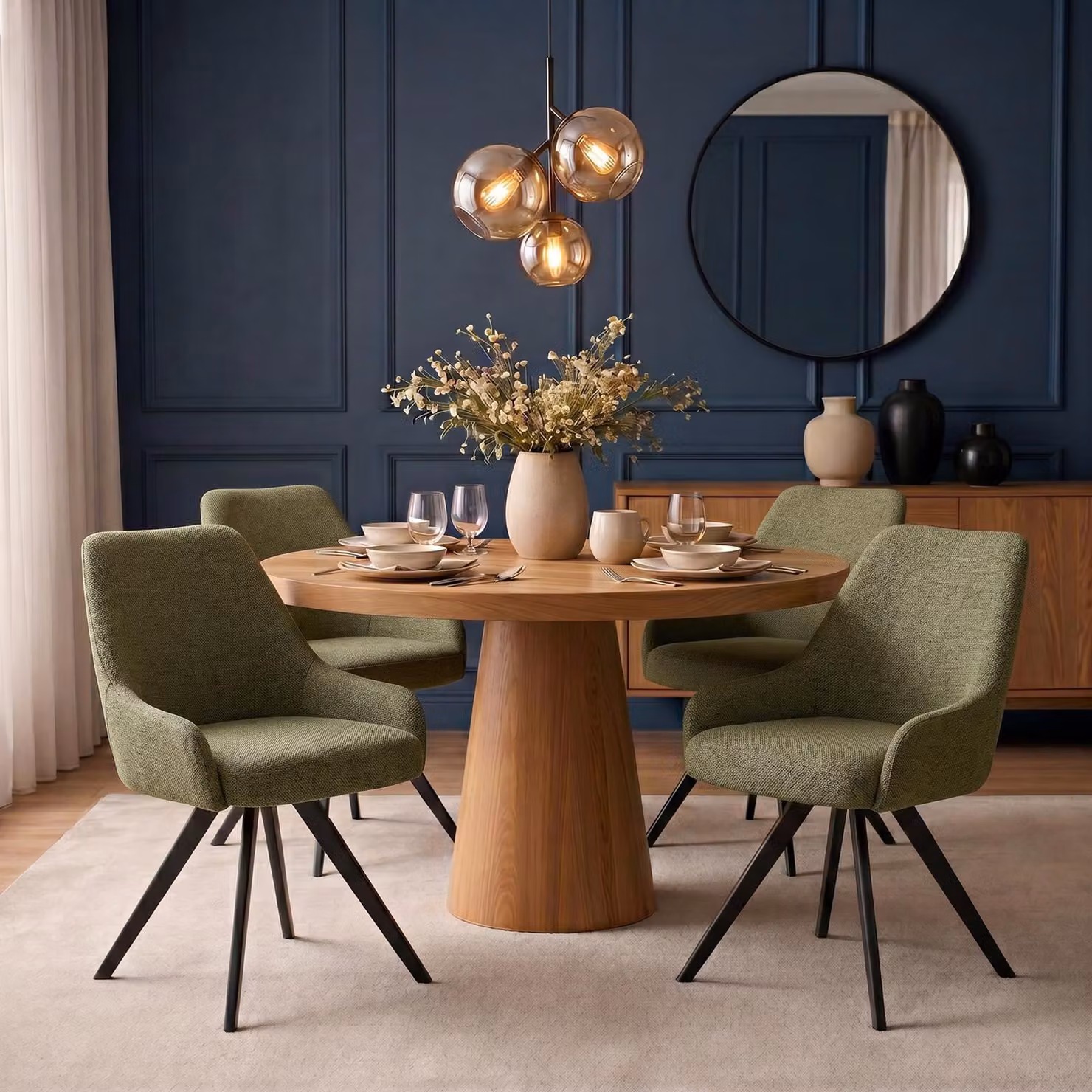 Set di 2 sedie da pranzo VIGO, verde - Sedia imbottita con braccioli e struttura in metallo, sedia da cucina con seduta imbottita, sedie da pranzo moderne con rivestimento in tessuto per sala da pranzo e cucina