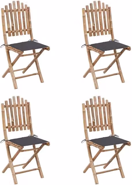 Set da Pranzo da Giardino 5 pz Pieghevole con Cuscini in Bambù 3063960