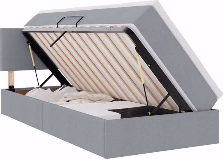 Letto con contenitore LED e materasso Grigio Chiaro 90 x 200 cm