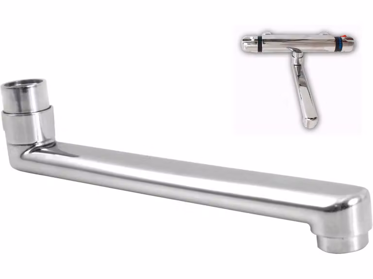 Braccio per miscelatore Balletto (81047) braccio per miscelatore termostatico, se combinato con 81023, 81024, 72023 e 72024 per formare un miscelatore per lavabo, lunghezza 24 cm,