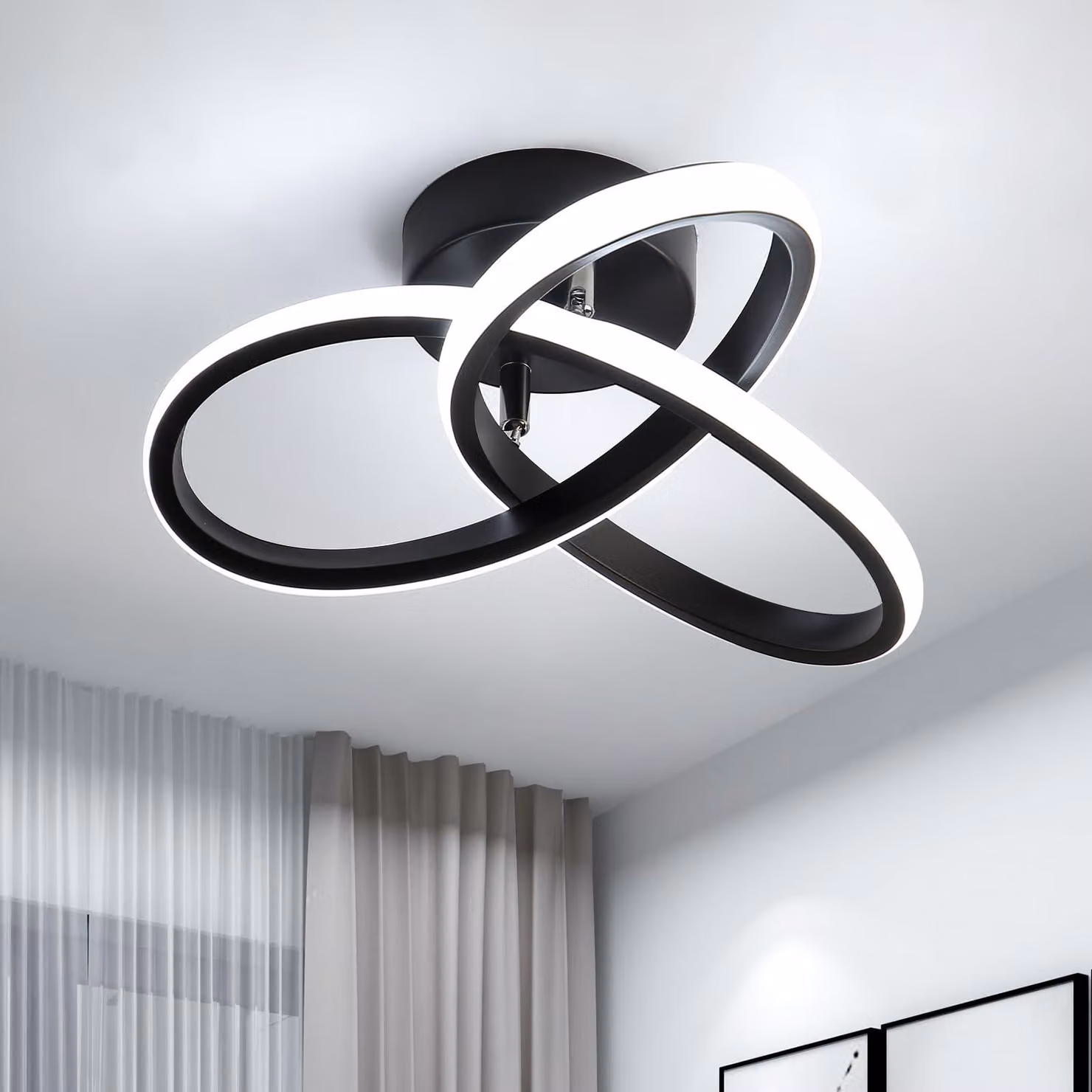 Comely, plafoniera a LED moderna, 22W, 2500 lumen, colore nero, luce bianca fredda (6500K)