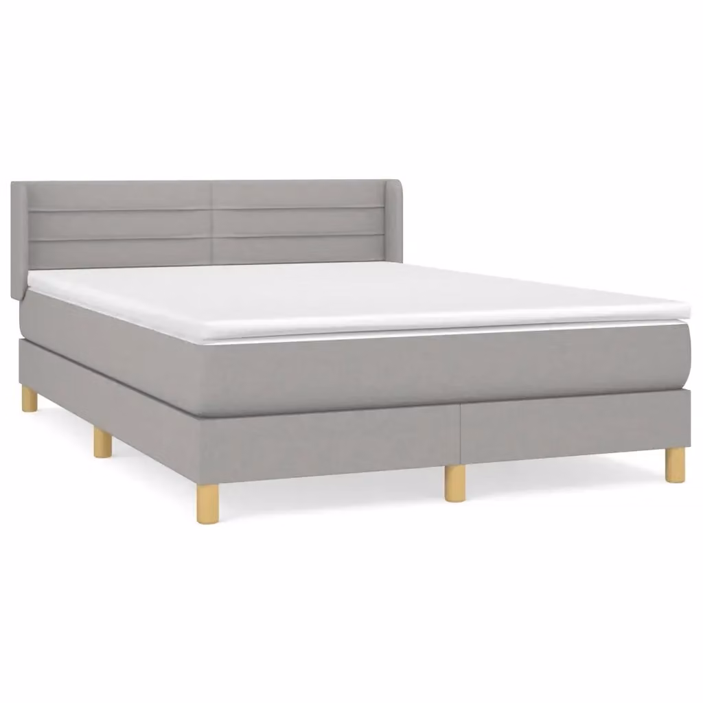 vidaXL Giroletto a Molle con Materasso Ibrido in Tessuto Grigio e Bianco L/P/H: 140 x 200 x 88 cm – 2