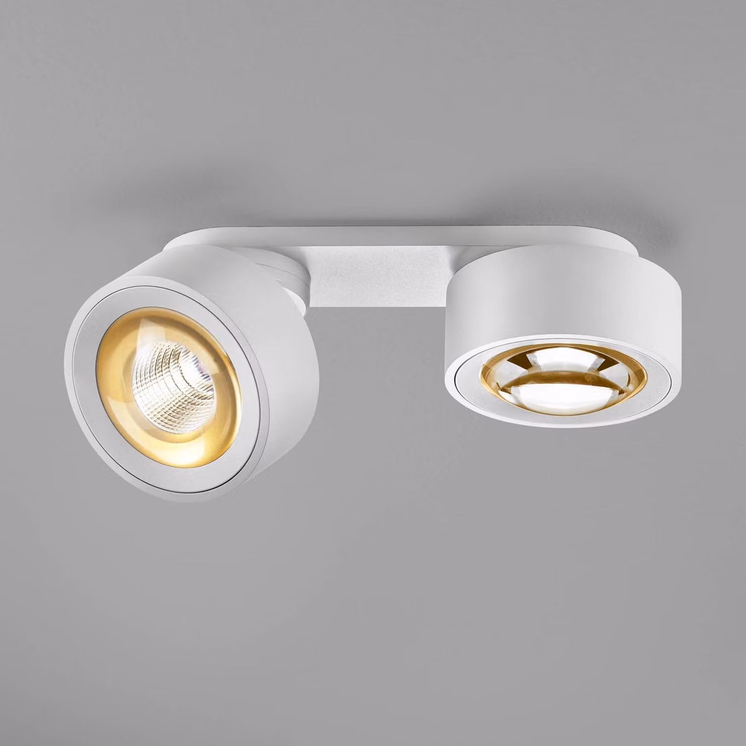 Egger Licht DLS Faretto LED Clippo Optic Duo, bianco/oro, a 2 luci, DTW dimmerabile, Bianco / Opale, Soggiorno / Sala da pranzo, Alluminio, Moderno