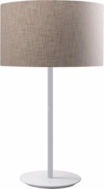 Vivien Lampada da Tavolo Rossini Bianca con Paralume Cilindrico Beige, Attacco E27, 75W, IP20, Design Minimalista in Metallo e Tessuto