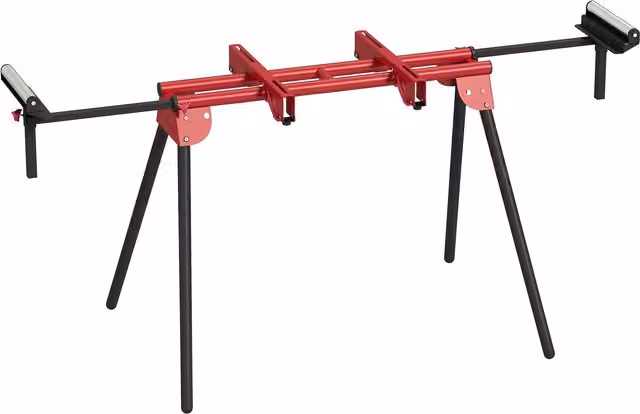 Supporto universale per troncatrice HOMCOM con rulli estensibili e gambe pieghevoli in metallo rosso
