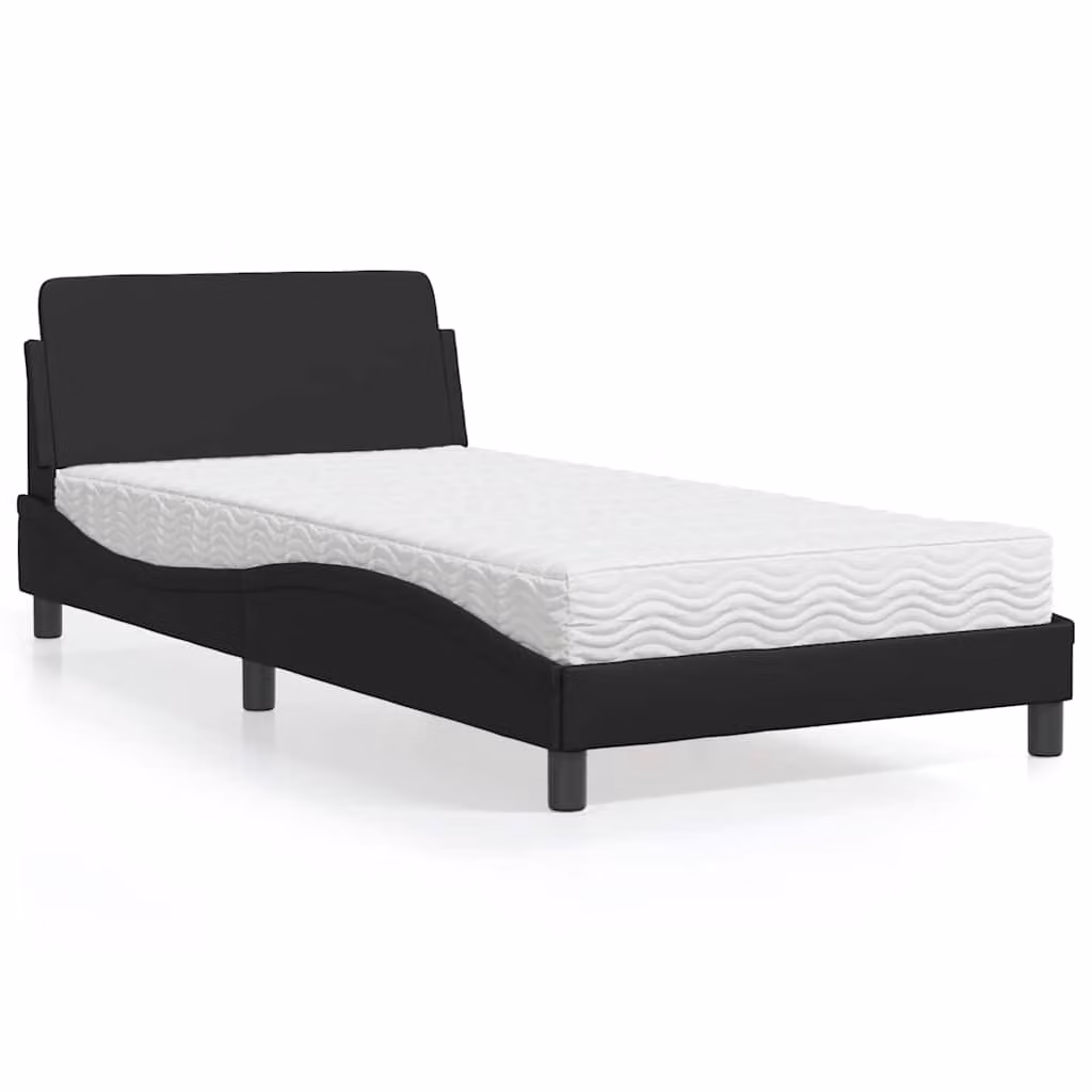 Letto con Materasso Dover vidaXL in Similpelle Nero 100x200 cm – 1