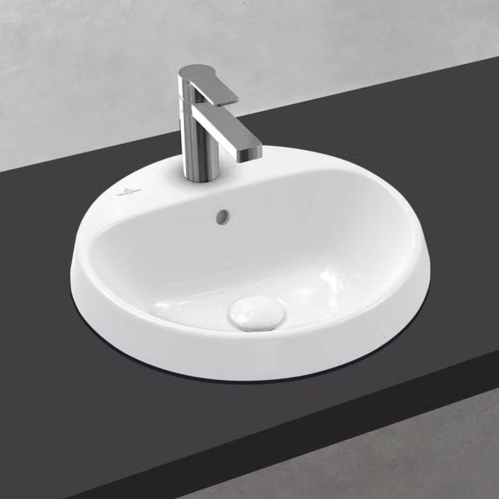 Lavabo da incasso V&B Architectura d 45 cm, rotondo, 1 rubinetto, con bordo superiore, bianco C-plus