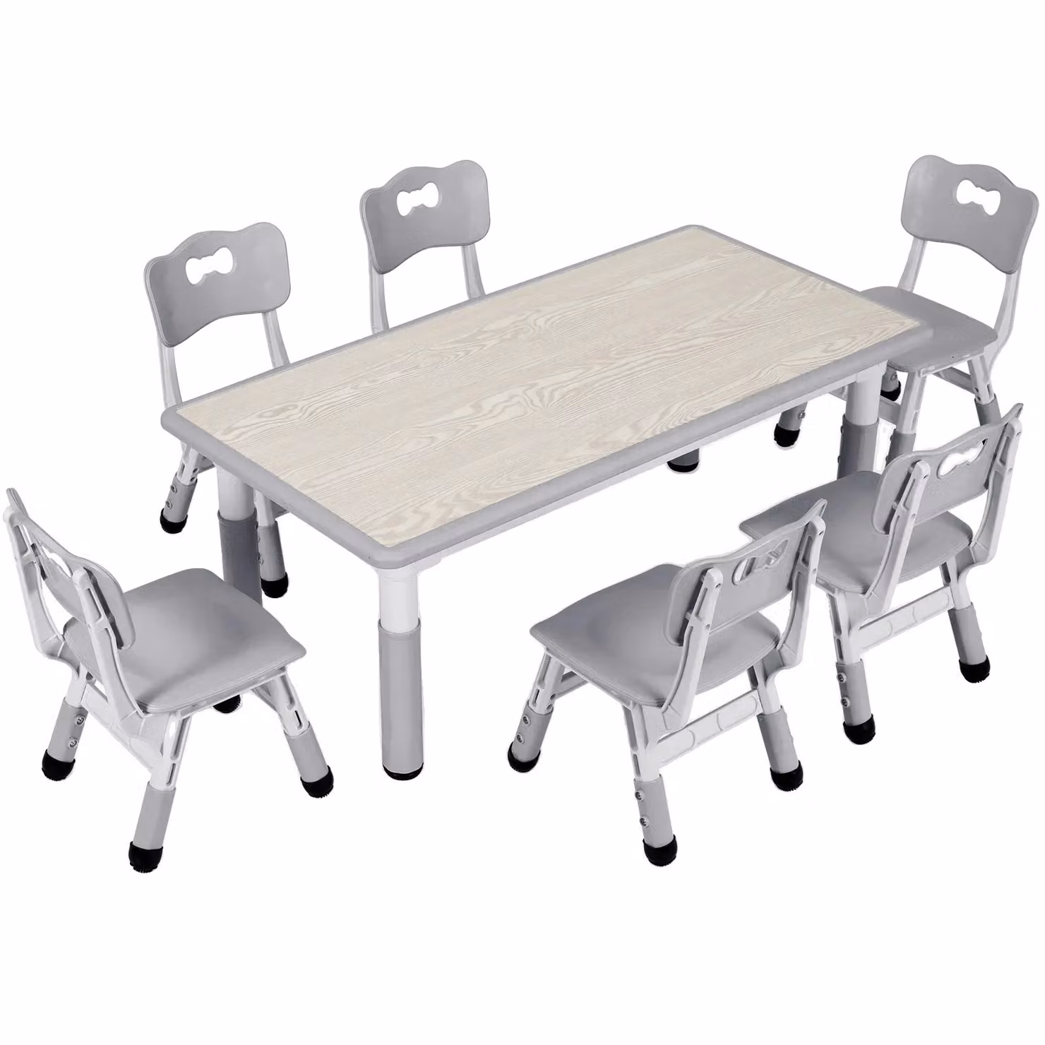 Set di scrivanie per bambini, scrivania multifunzionale regolabile in altezza, grigio