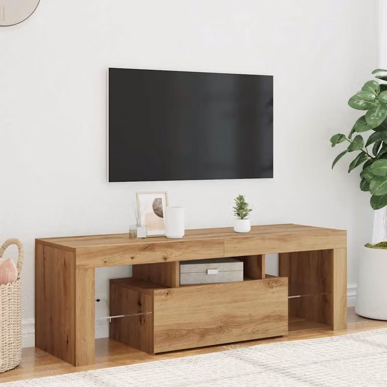Mobile Porta TV vidaXL con LED Artigianale in Legno Marrone L: 120 cm, P: 40 cm, H: 36,5 cm