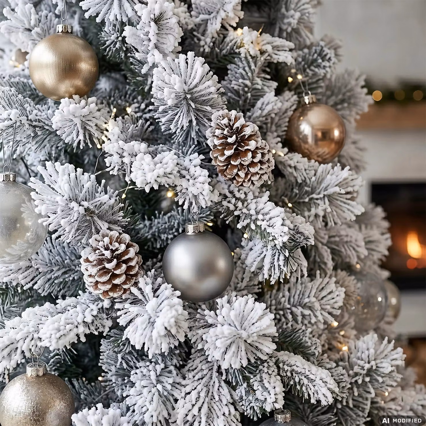 Albero di Natale Artificiale Innevato Monte Pamir VESTIAMO CASA, Colore Bianco e Verde, Altezza: 180 cm, Diametro alla base: 129 cm – 3