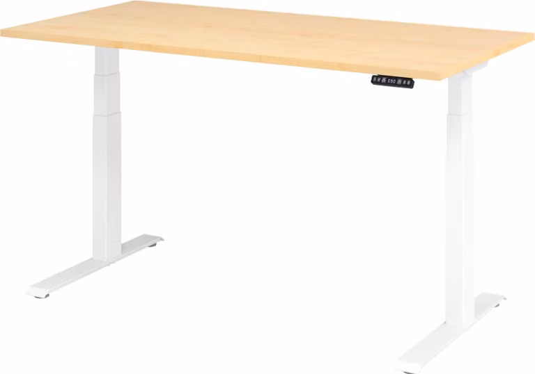 Scrivania regolabile in altezza XDKB | 2 motori | 120 - 180 cm | elettrica, dimensioni piano d'appoggio:160 x 80 cm, colore piano d'appoggio:acero, colore struttura:bianco
