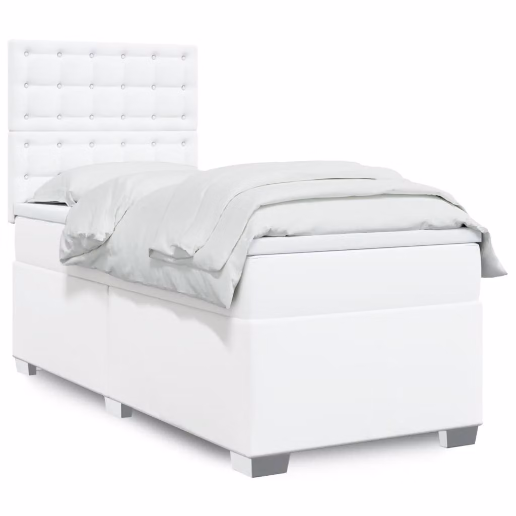 Maison Exclusive - Giroletto a Molle con Materasso Bianco 90x190 cm in Pelle finta