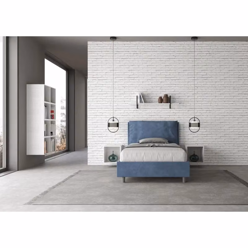 Letto imbottito Ityhome in microfibra blu, L/P/H: 145 x 202 x 110 cm – 2