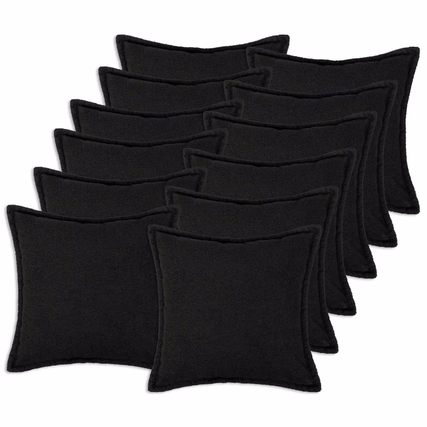 Set di 12 federe vidaXL HOUTEN in tessuto bouclé nero, L/P: 45 x 45 cm
