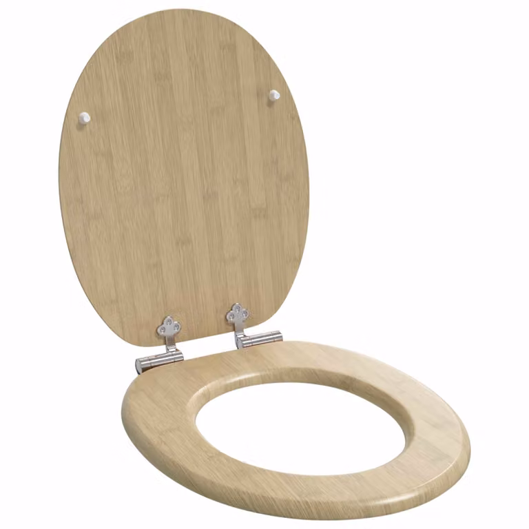 Sedile per WC vidaXL in colore bamboo chiaro, beige e marrone, L 44 cm x P 38 cm
