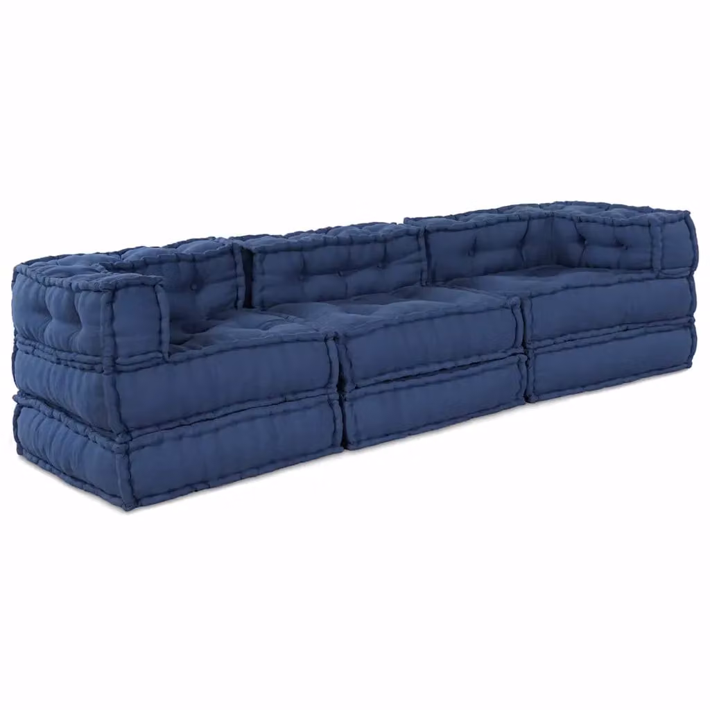 Unità di divano modulare vidaXL in tessuto blu con design moderno a L, L 210 x P 70 x H 56 cm