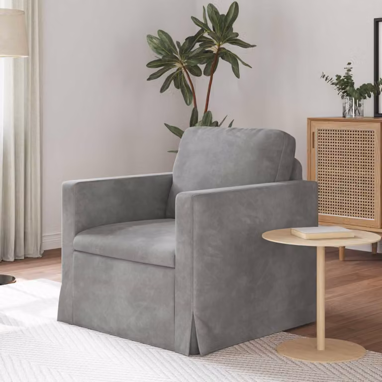 Divano moderno vidaXL in velluto grigio L: 78 cm, P: 78 cm, H: 80 cm