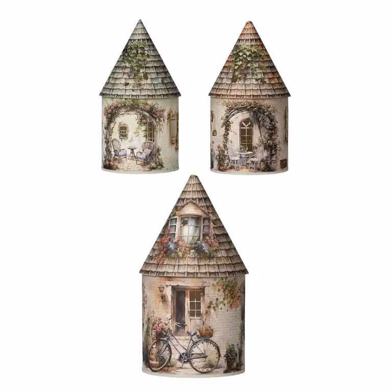DICTROLUX Lampada LED Secret Dream Casetta in Carta Telata Olandese Multicolore, Altezza: 21 cm