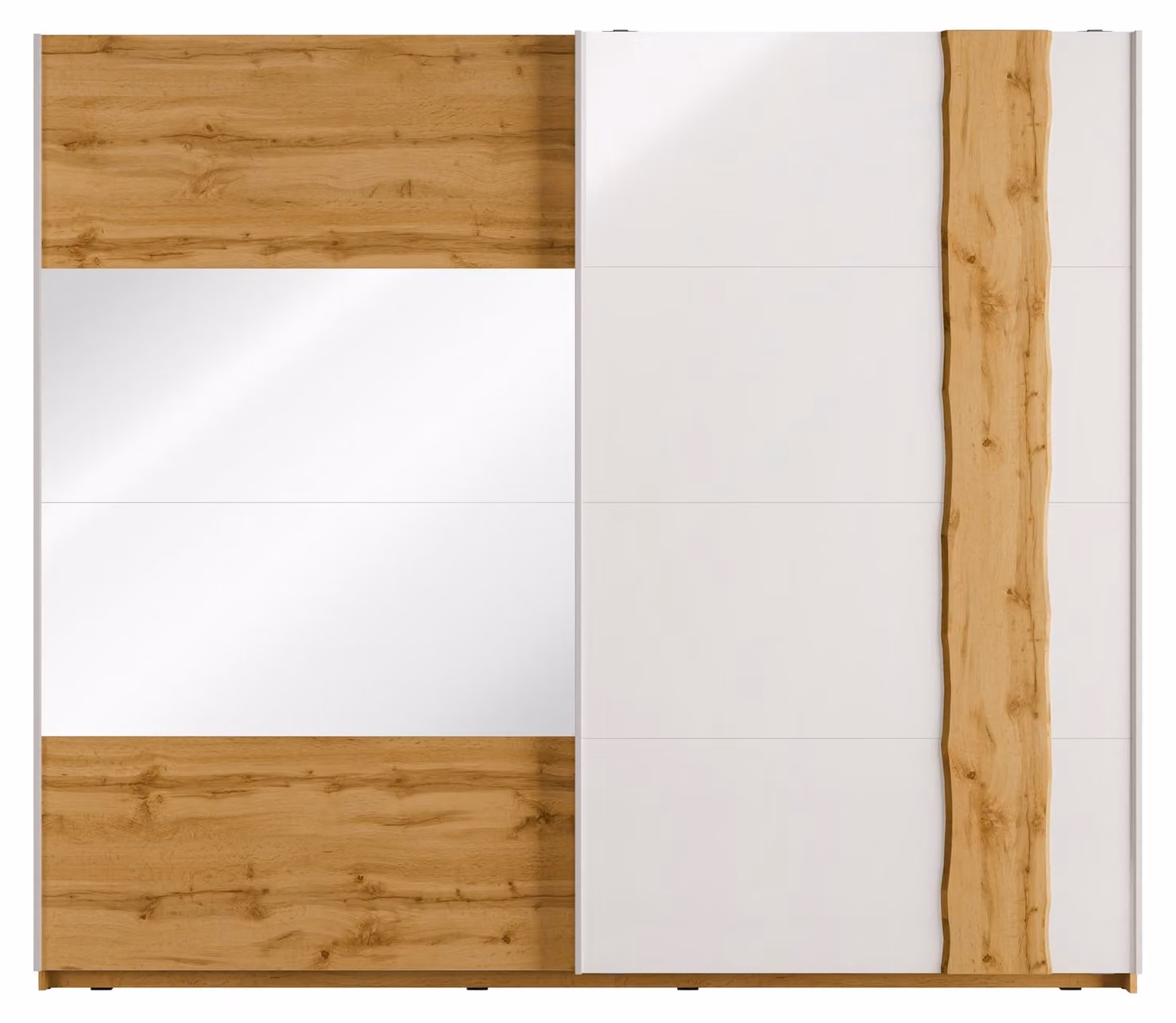 Armadio "raumhirsch" in legno di quercia "Wotan", finitura bianco lucido, dimensioni 250 x 218,1 x 66 cm