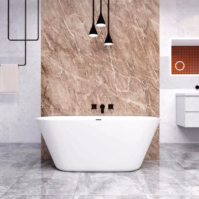 Vasca da Bagno a Isola 150x70x58 cm Vasca da Bagno Freestanding in Acrilico Bianco Ovale