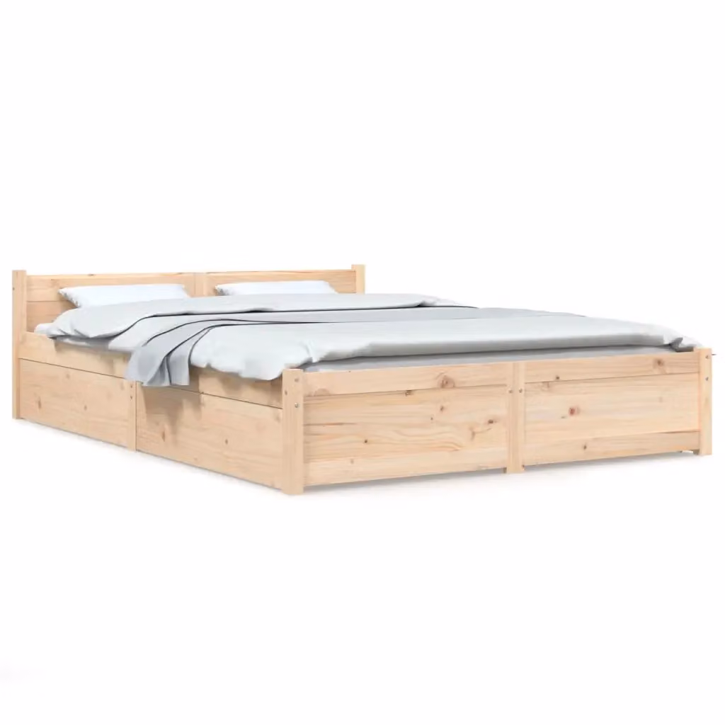 Giroletto vidaXL in legno di pino massiccio con cassetti, stile rustico, colore marrone, L/P/H: 205.5 x 150 x 51 cm – 2