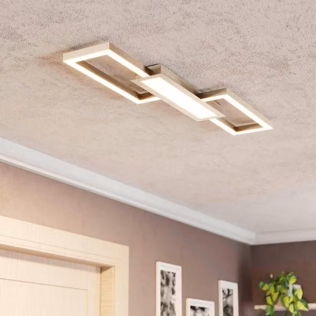 Plafoniera LED Monirote Eglo argento e bianco, luce bianco caldo, 4450 lumen, 37W, IP20