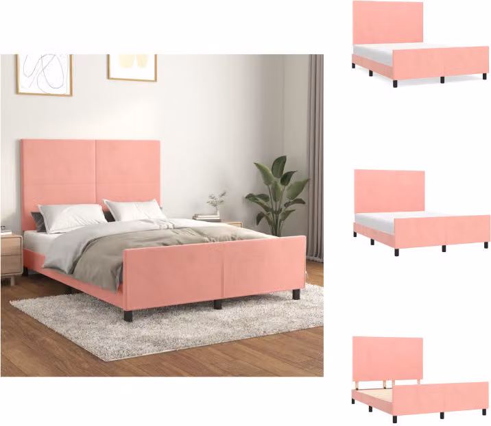 vidaXL Letto con testiera in velluto rosa 140x200 cm - Letti & Reti