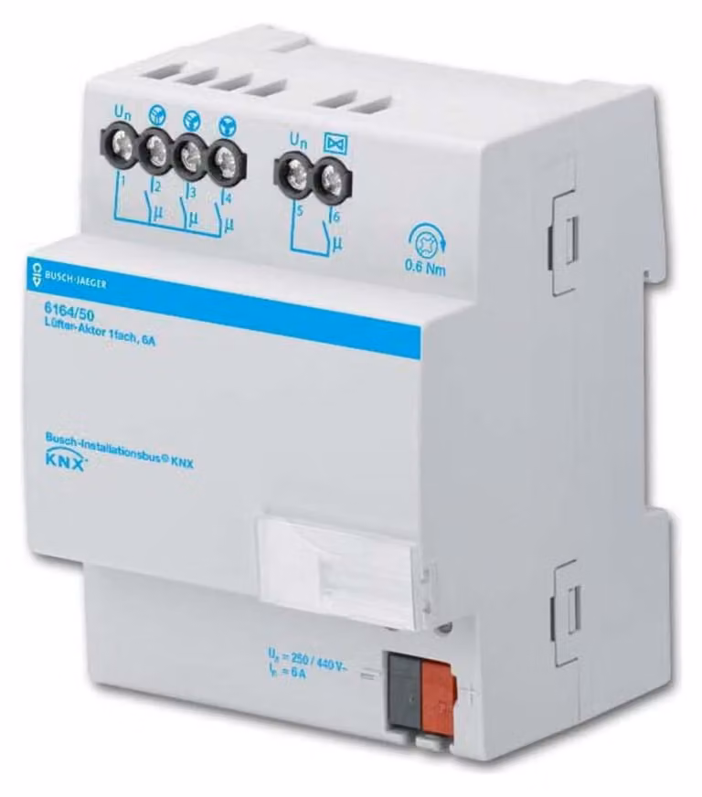 Busch-Jaeger KNX REG Attuatore per ventilatore 1-gang 6A 6164/50