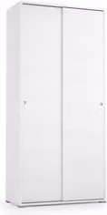 Armadio a due ante scorrevoli Terraneo Bianco con ripiani interni H: 195 cm, L: 90 cm, P: 45 cm