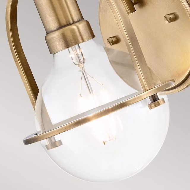 Applique Industrial Somerset Hinkley in Ottone e Vetro Trasparente con 1 Luce E27