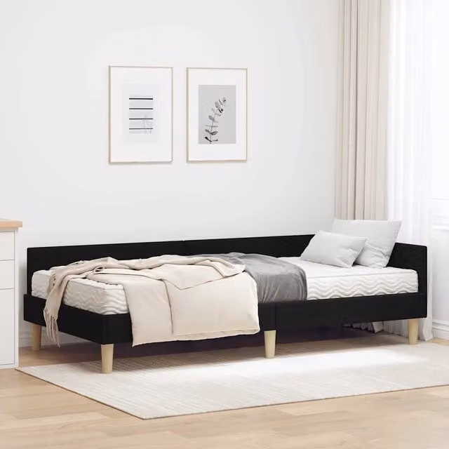 Struttura Letto Angolare con Materasso 2 pz-Giroletto con materasso Verde Tessuto 273866