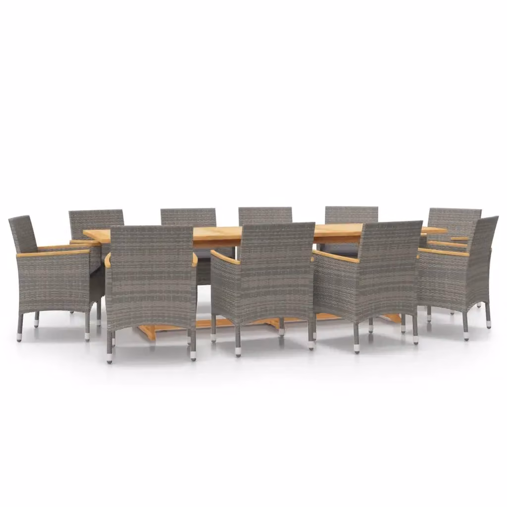 Set da Pranzo per Giardino vidaXL in Legno di Acacia con 11 Cuscini Grigio – 2