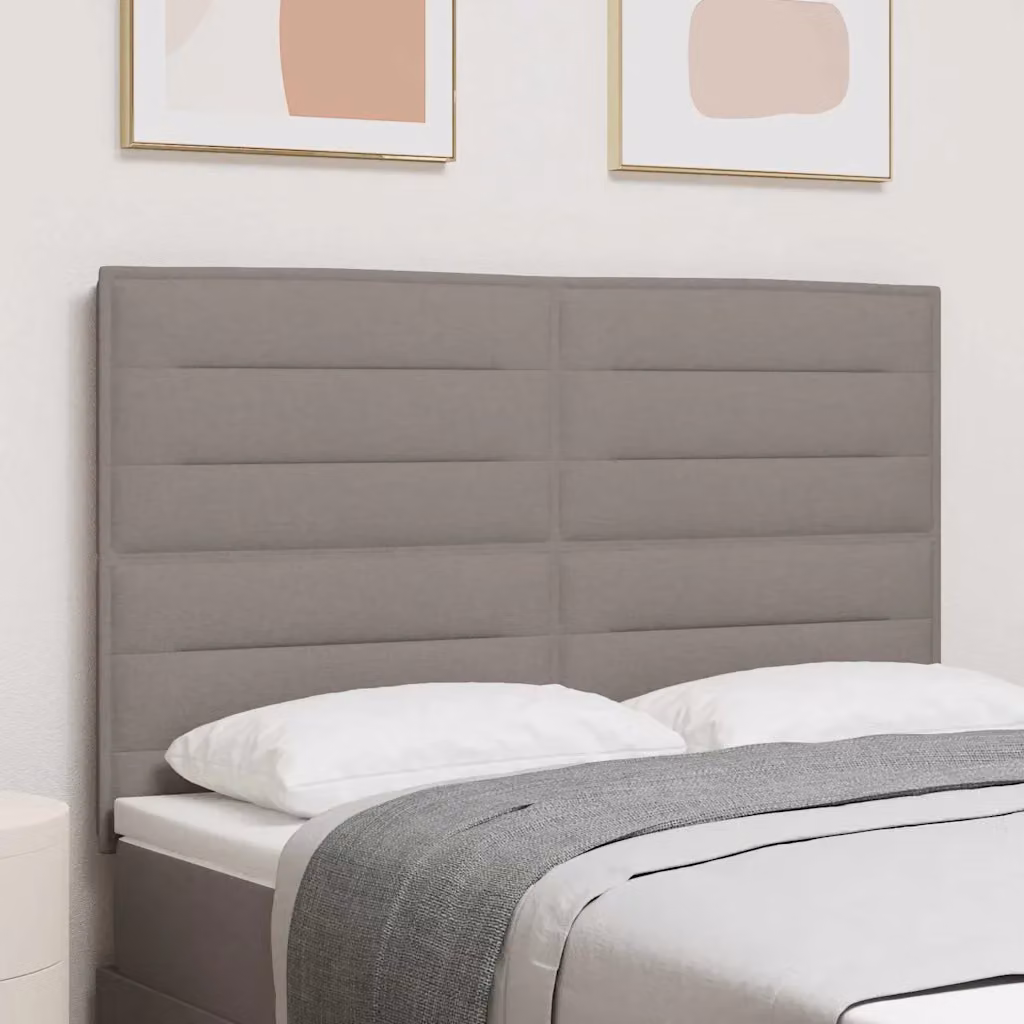 Testiera per letto moderna vidaXL in tessuto e legno, disponibile nei colori beige o grigio, L: 144 cm, H: 76 cm, P: 8 cm