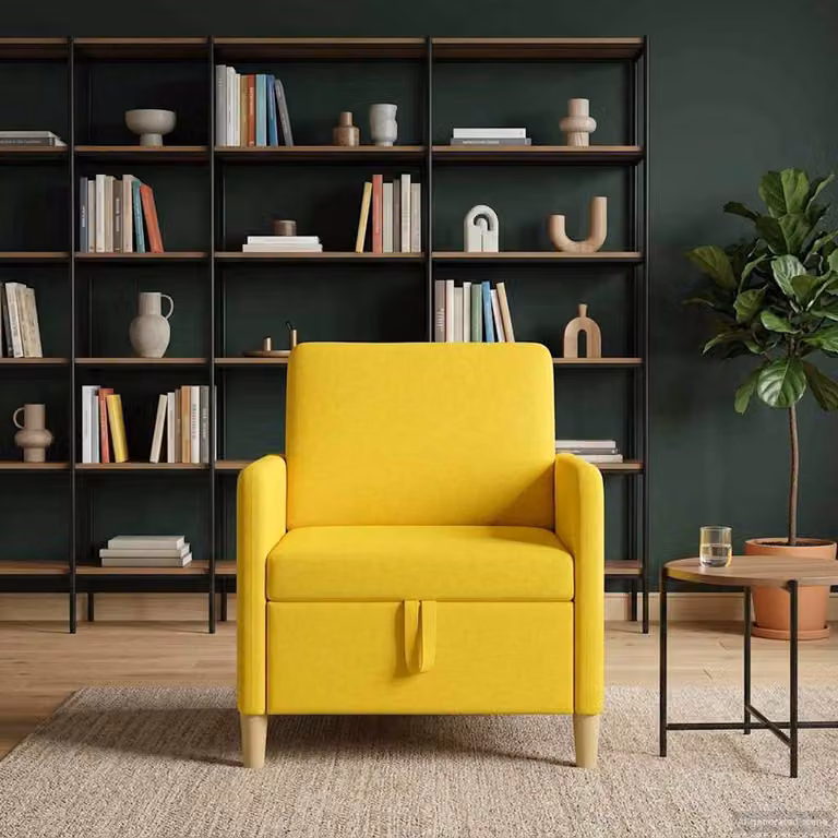 Divano moderno vidaXL con contenitore e seduta apribile, colore giallo, L: 78 cm, P: 72 cm, H: 87 cm