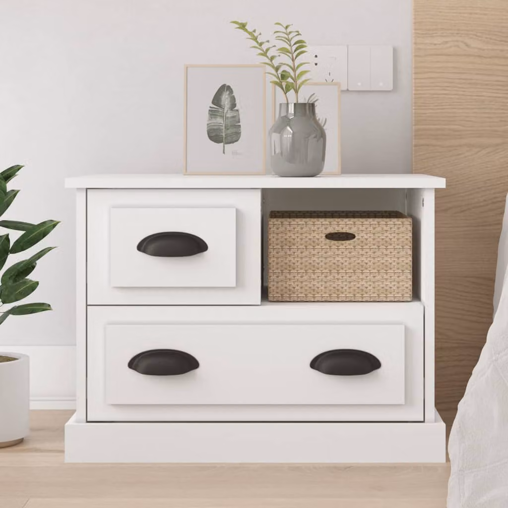 vidaXL Comodino Bianco 60x39x45 cm