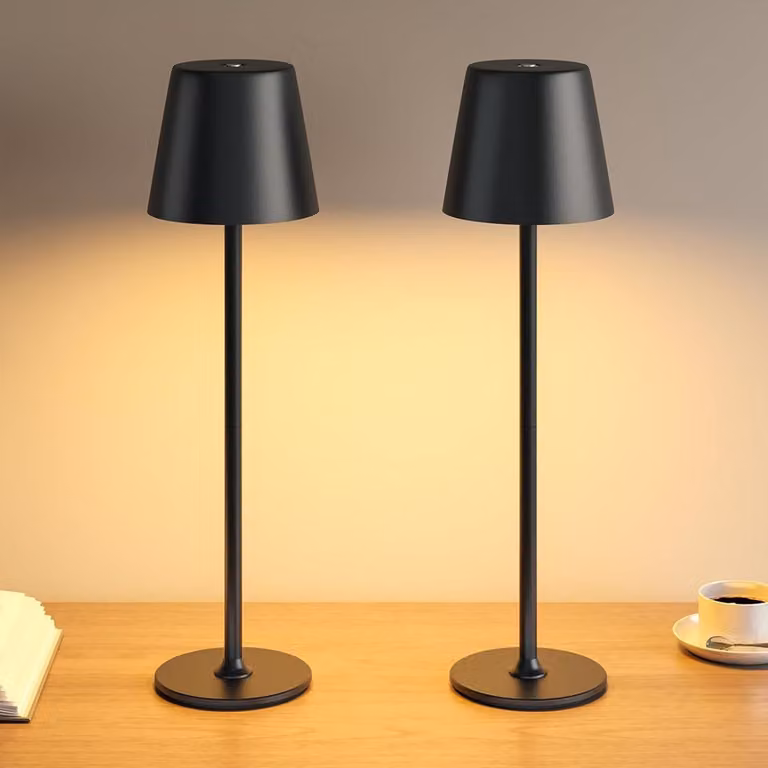 Lampada da tavolo LED UPXNBOR, set da 2, senza fili, ideale per interni ed esterni, realizzata in metallo