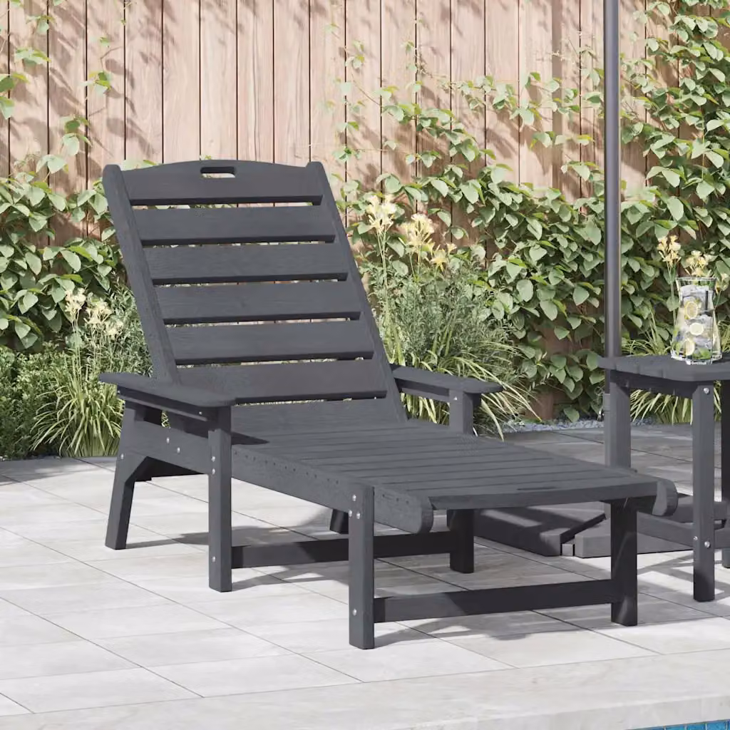vidaXL Lettino da sole con poggiatesta regolabile in HDPE Grigio chiaro