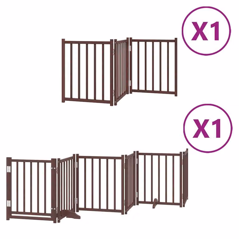 Cancello Cani Porta Pieghevole Marrone 9 Pannelli 450cm Pioppo