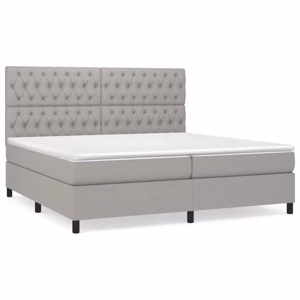 Letto Ibrido con Giroletto a Molle e Materasso vidaXL Grigio Chiaro e Bianco L/P/H: 200 x 200 x 31 cm – 2