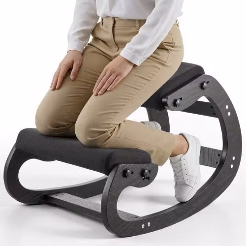 Sedia Ergonomica a Ginocchio Vevor con Struttura in Legno e Rivestimento in Tessuto, Nero, Carico Massimo 120 kg