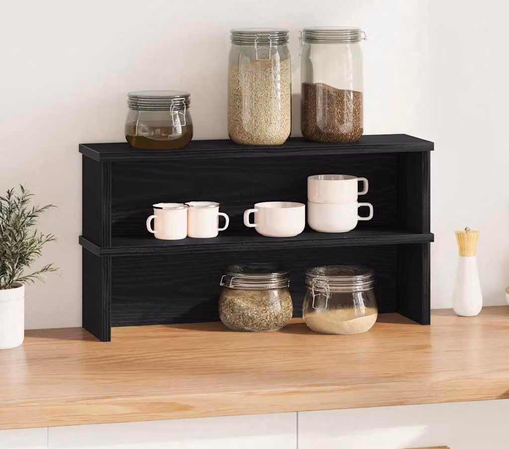 Scaffali da Cucina Impilabili 2 pz Neri 60x15x16 cm