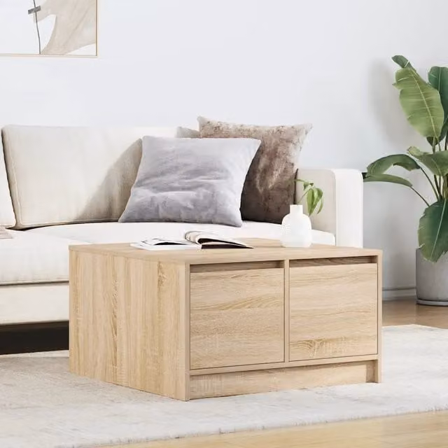 Tavolino da salotto moderno vidaXL in legno color rovere, L: 70,5 cm, P: 70,5 cm, H: 40 cm