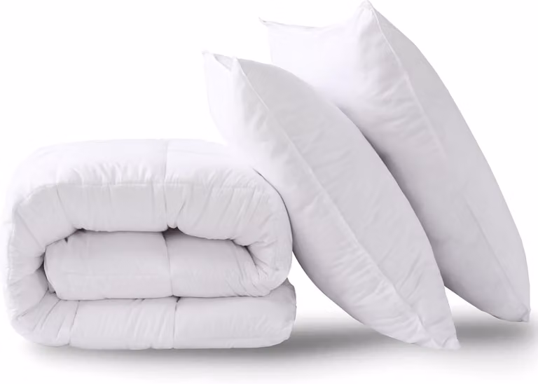 Piumino imbottito in microfibra, 250 g/m², dimensioni 200x200 cm, completo di cuscini 65x65 cm, ideale per la camera da letto