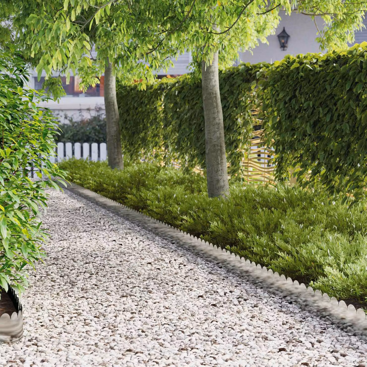 Set di 10 bordure per prato vidaXL in acciaio color argento, 103 x 20 cm