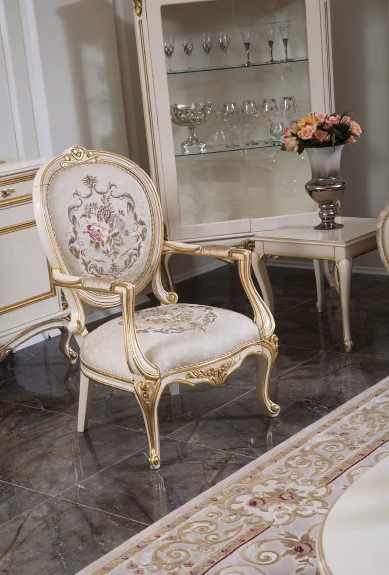 Sessel Möbel Stühle Art déco Design Lehnstuhl Textil Wohnzimmer Lounge Luxus