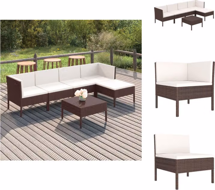 vidaXL Set di 6 pezzi da giardino con cuscini in rattan marrone - Set di mobili da giardino